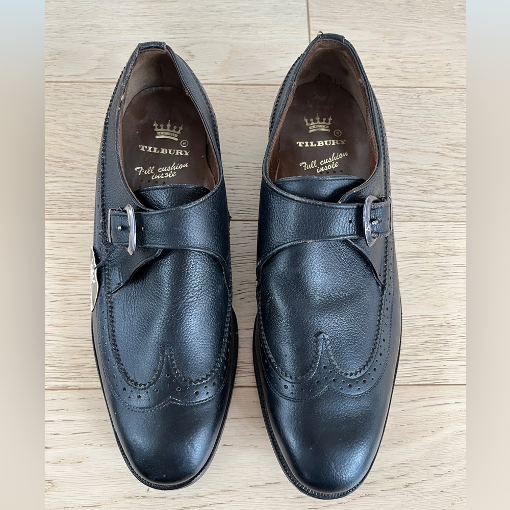VINTAGE Tilbury Leather Monk Strap Wingtip Brogue Men's Dress Shoes Made England